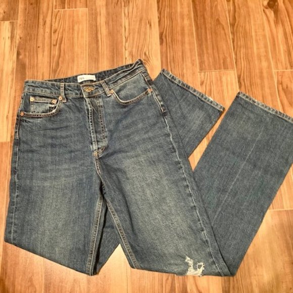 ZARA Ripped High Rise Bootcut Jeans - NWOT - Picture 7 of 8